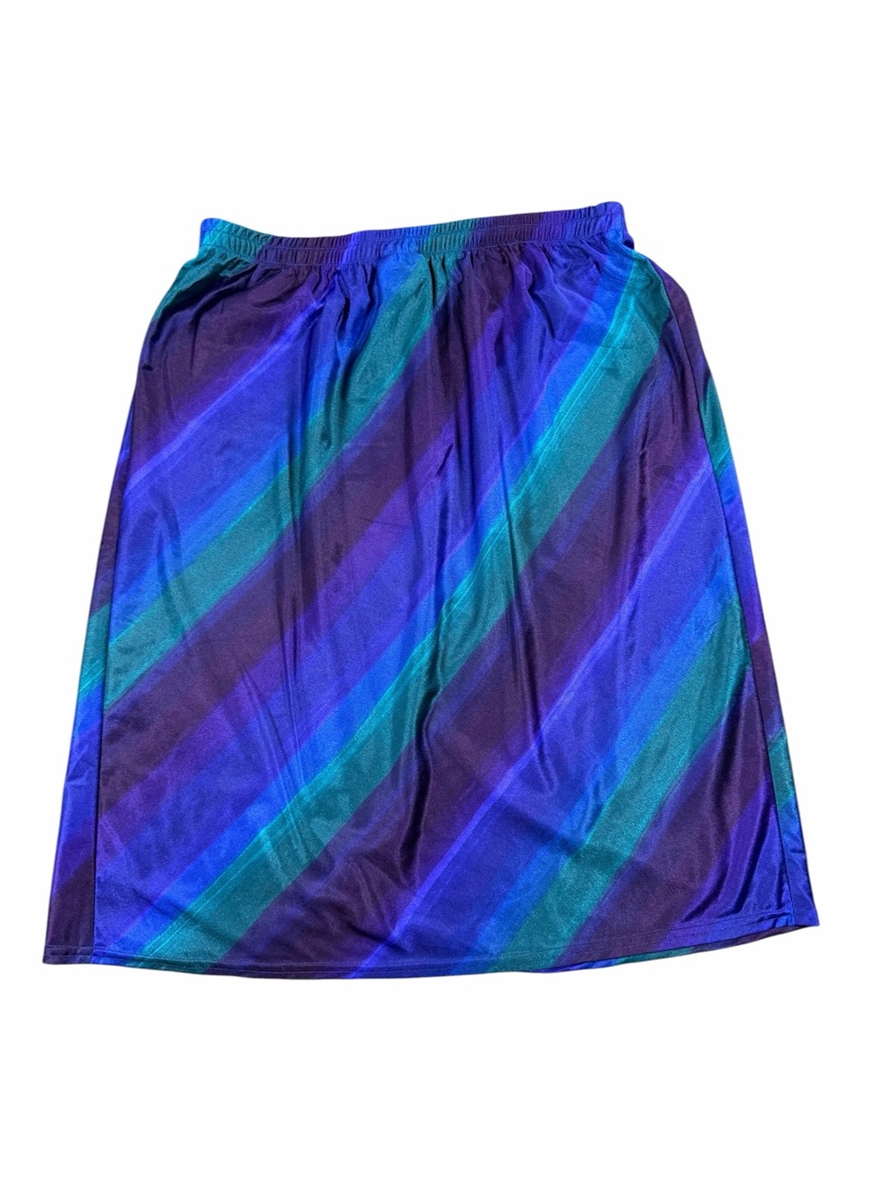 JANTZEN CLASSICS Swim Vintage Blue & Teal Diagonal Stripe Athletic / Swim Skirt - Picture 4 of 11